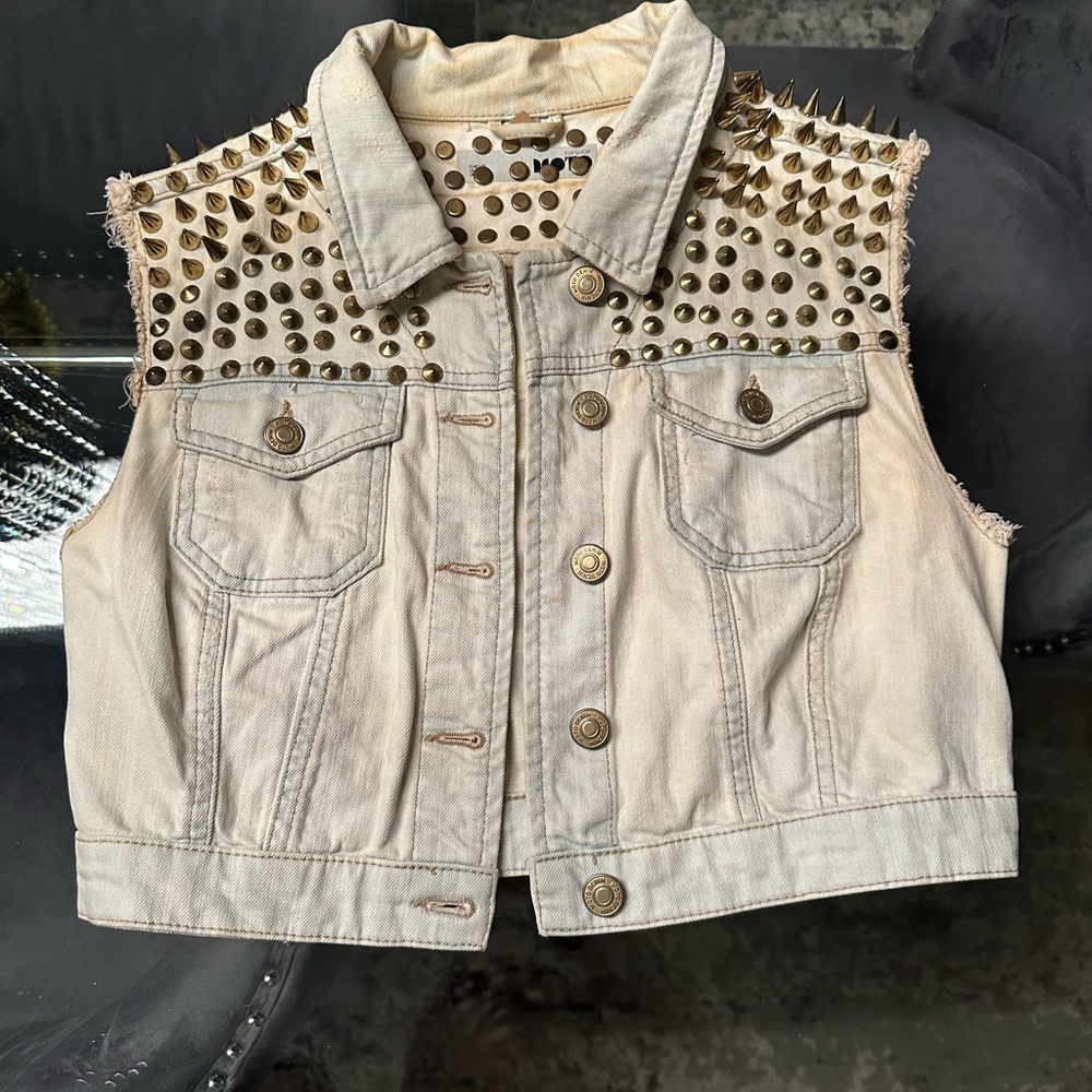 Topshop Denim Studded Vest